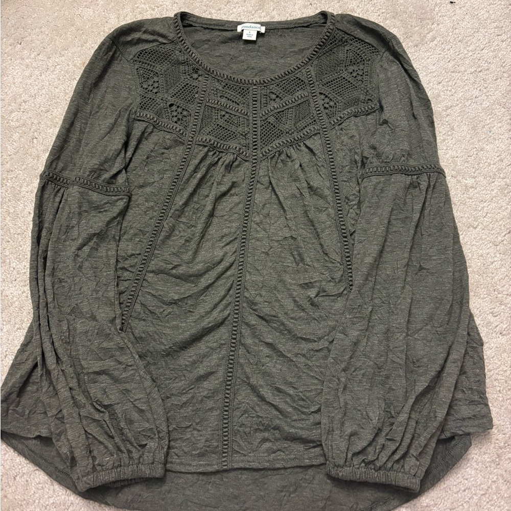 Sundance Royal Rosie Top Crinkled Boho Long Sleeve